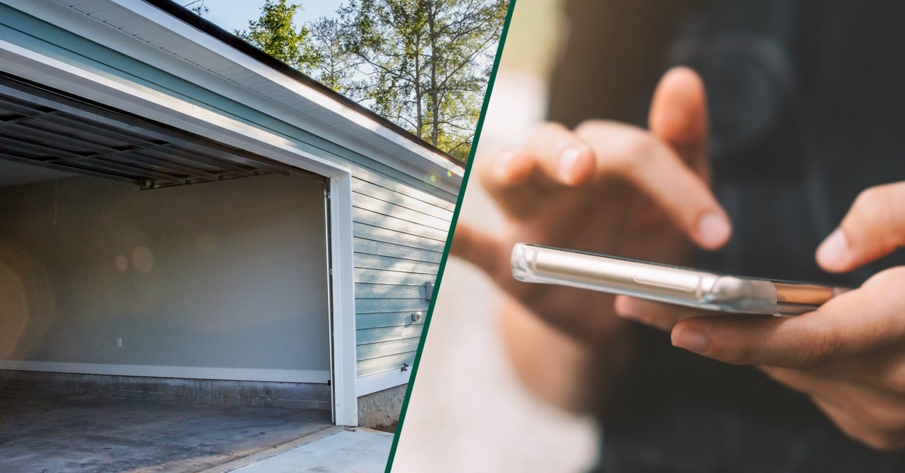 Person using phone to open garage door