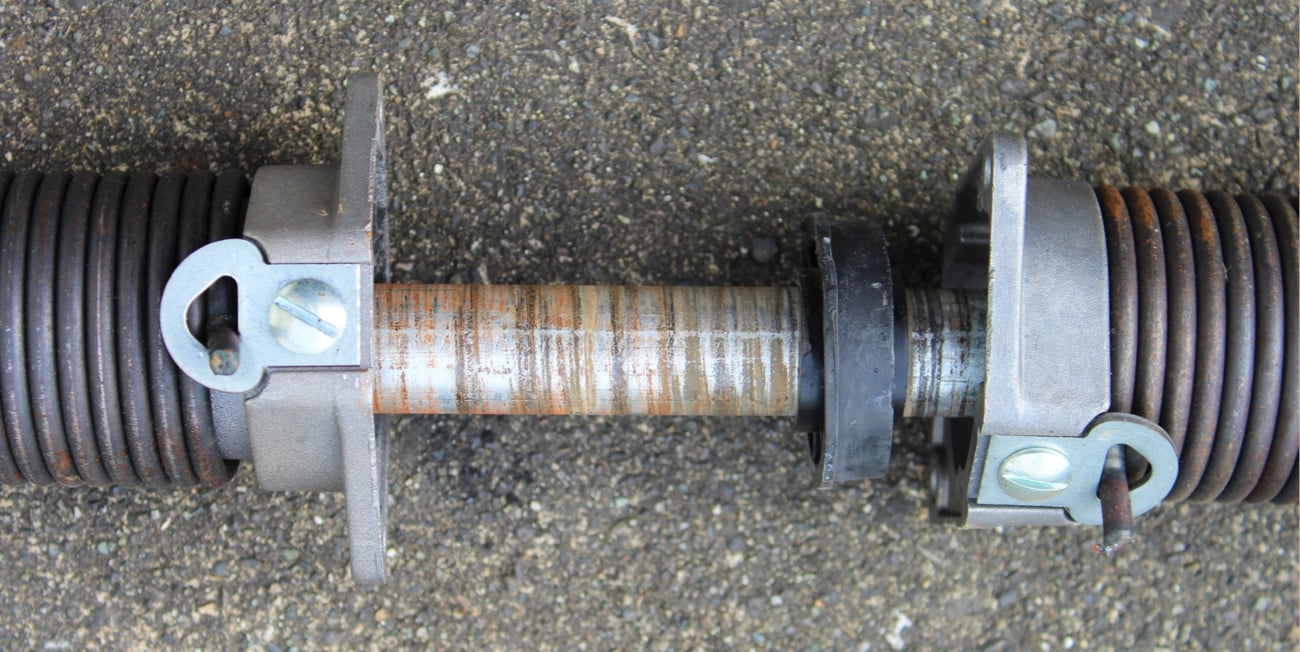 Rusty old garage door spring